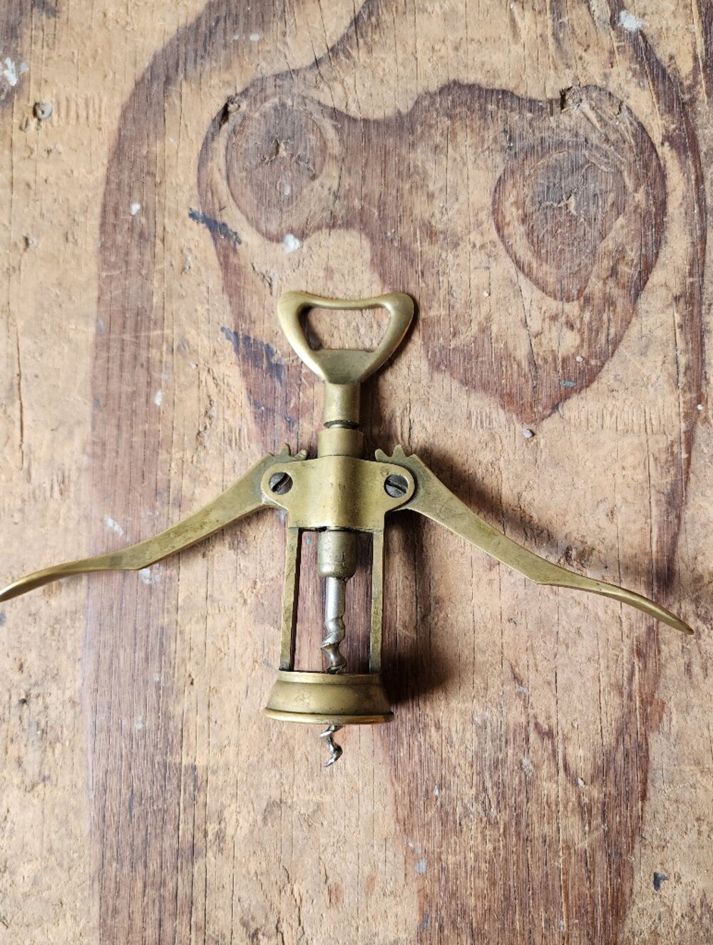 Vintage Brass Winged Corkscrew & Bottle Opener